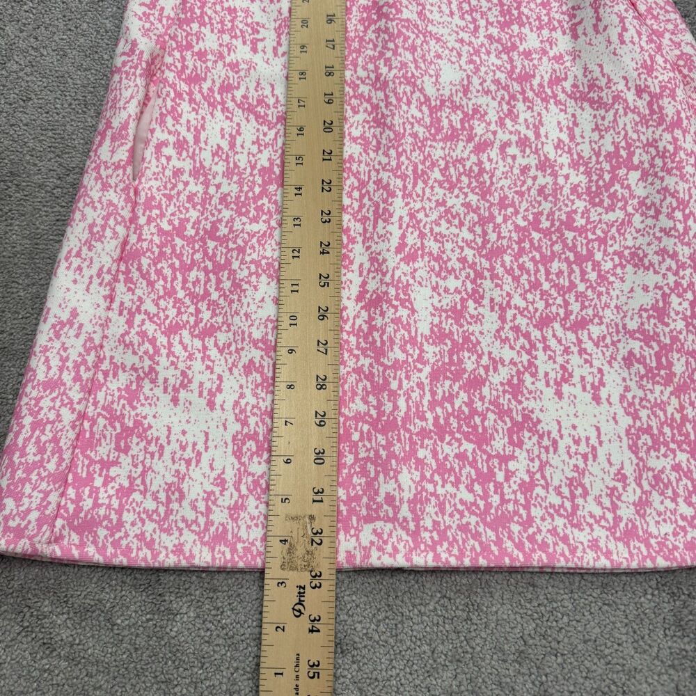 Zara Knit Patterned Midi Shift Dress Womens Small Pink White Pockets Stretch NWD - Picture 9 of 16
